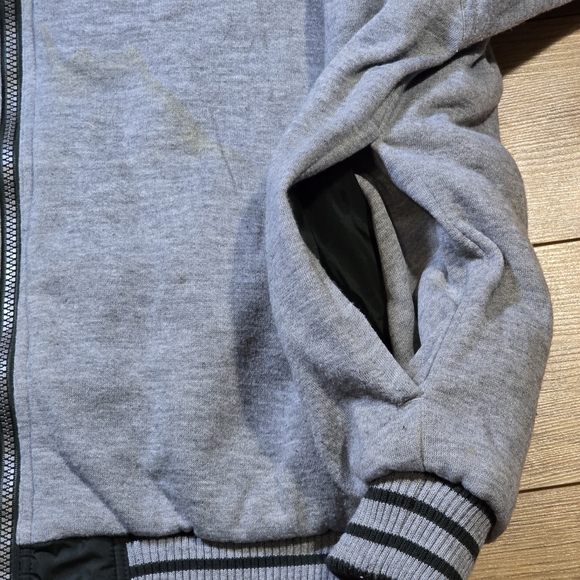 Vtg 90s Y2k Adidas Reversible Sweatshirt Lined Green Grey Heavyweight Jacket 2XL - Picture 8 of 16